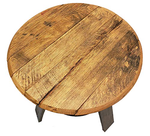 Bourbon Collection Whiskey Barrel Round Top End Table Rustic - Product Imagery