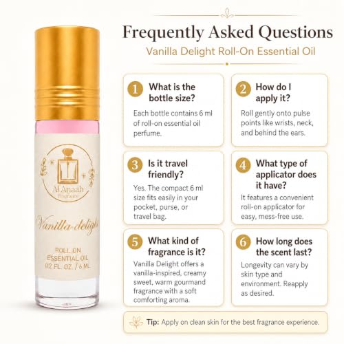 Vanilla Delight, Roll on Essential Oil 6ml 0.2 fl. oz, - Product Imagery