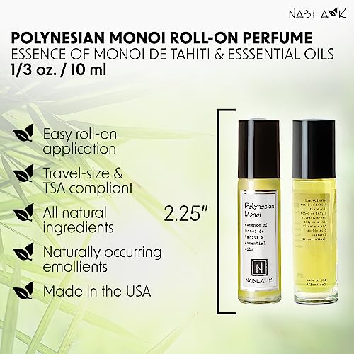 Nabila K Polynesian Monoi Tiare Roll-On Perfume Oil for Women | - Product Imagery