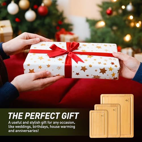 Bamboo Cutting Board Set Non Slip Feet Over Sink Kitchen Gadgets - Product Imagery