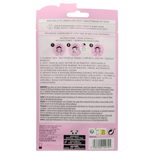 Oh K! Sheet Mask - Coconut - Moisturizing Face Mask - Hydrating - Product Imagery