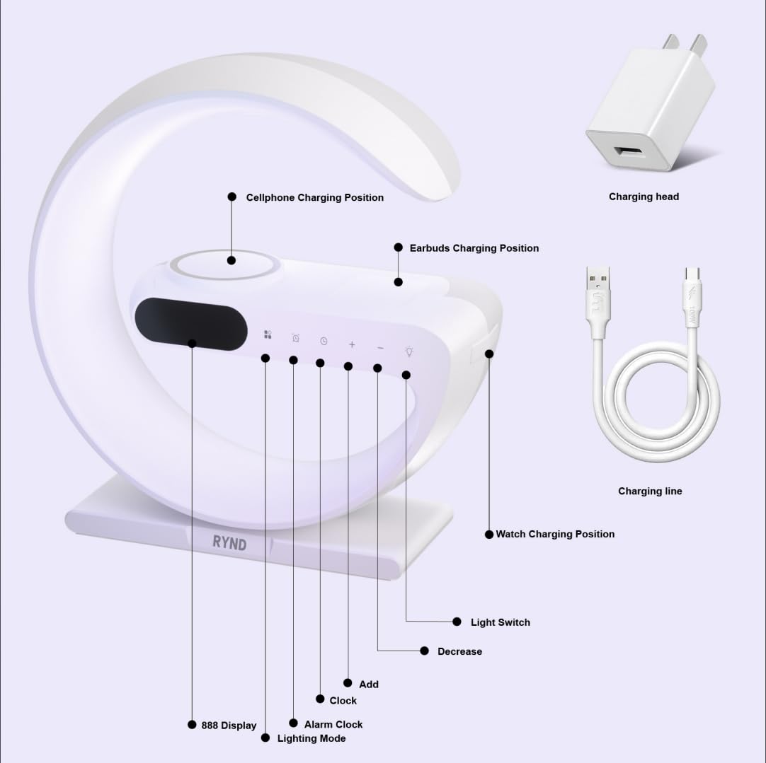 RYND 2026 Magnetic 5 in 1 Speaker Alarm Clock with Wireless - RYND Official Imagery - 6