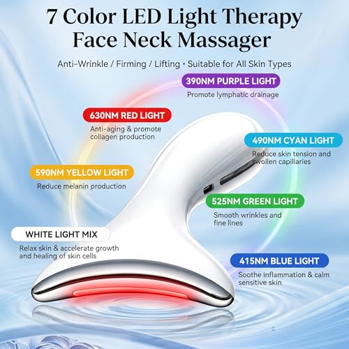 7-Color LED Red Light Therapy for Face & Neck Massager | - Product Imagery