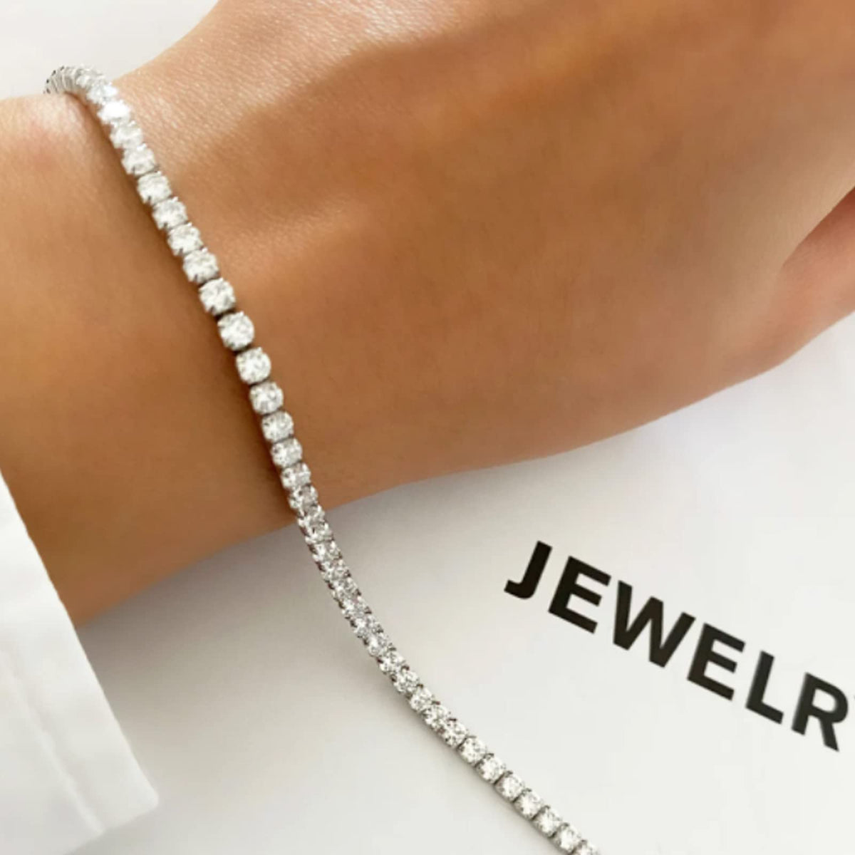 Tennis Necklace Bracelet for Women Sterling Sliver Jewelry - HAXIYA Official Imagery - 6