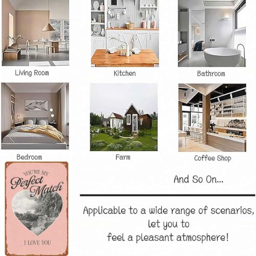 Vintage Romantic Heart Print Metal Sign, 8 x 12 Inch Aluminum - Product Imagery