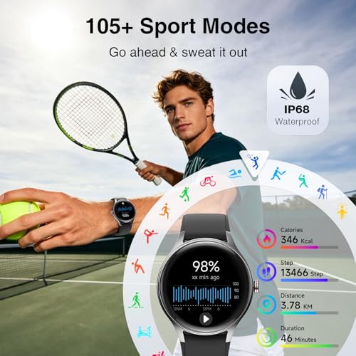 Fitpolo Smart Watch for Men Android & iPhone (2 Bands Jet Black) - Product Imagery
