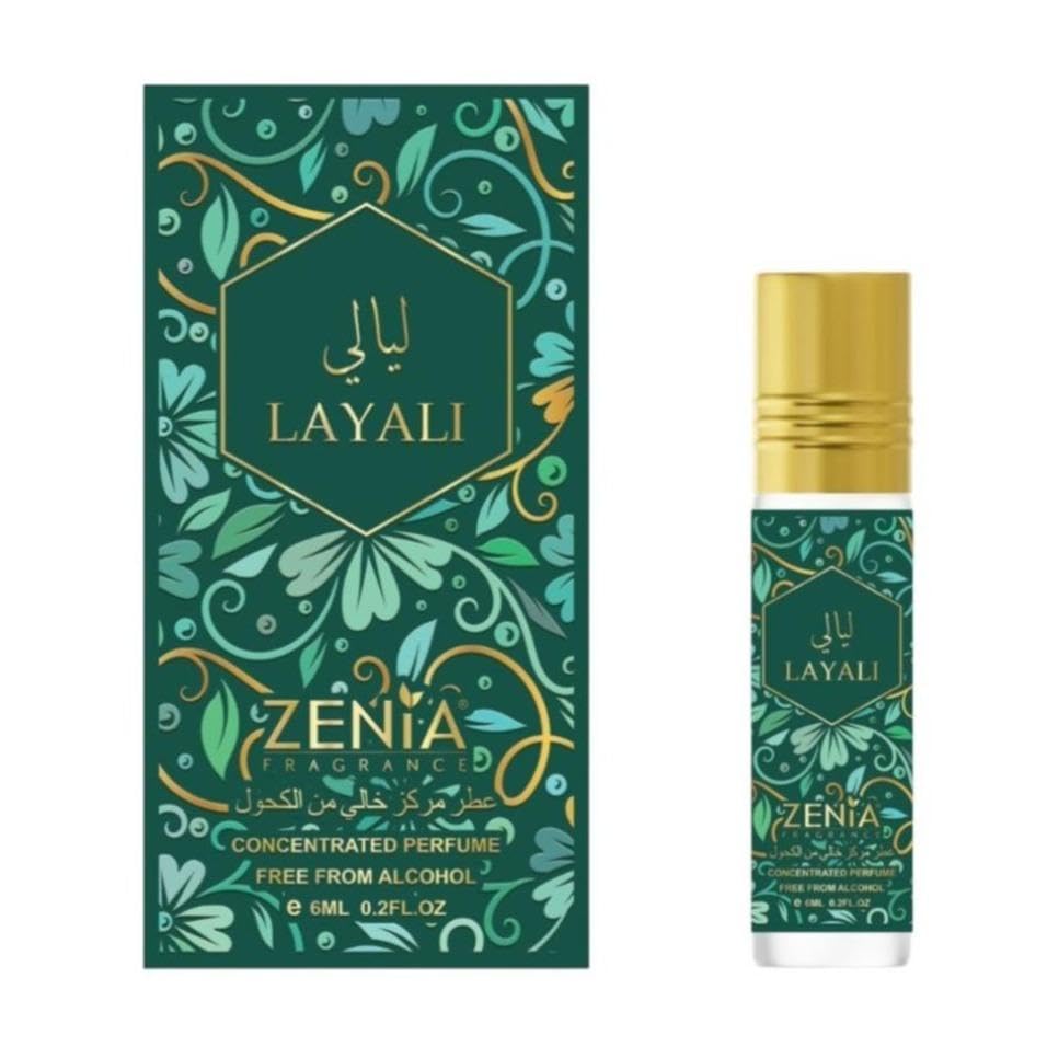 Zenia Layali Perfume Oil Roll-On – 6ml / 0.2oz | Long Lasting - Product Imagery