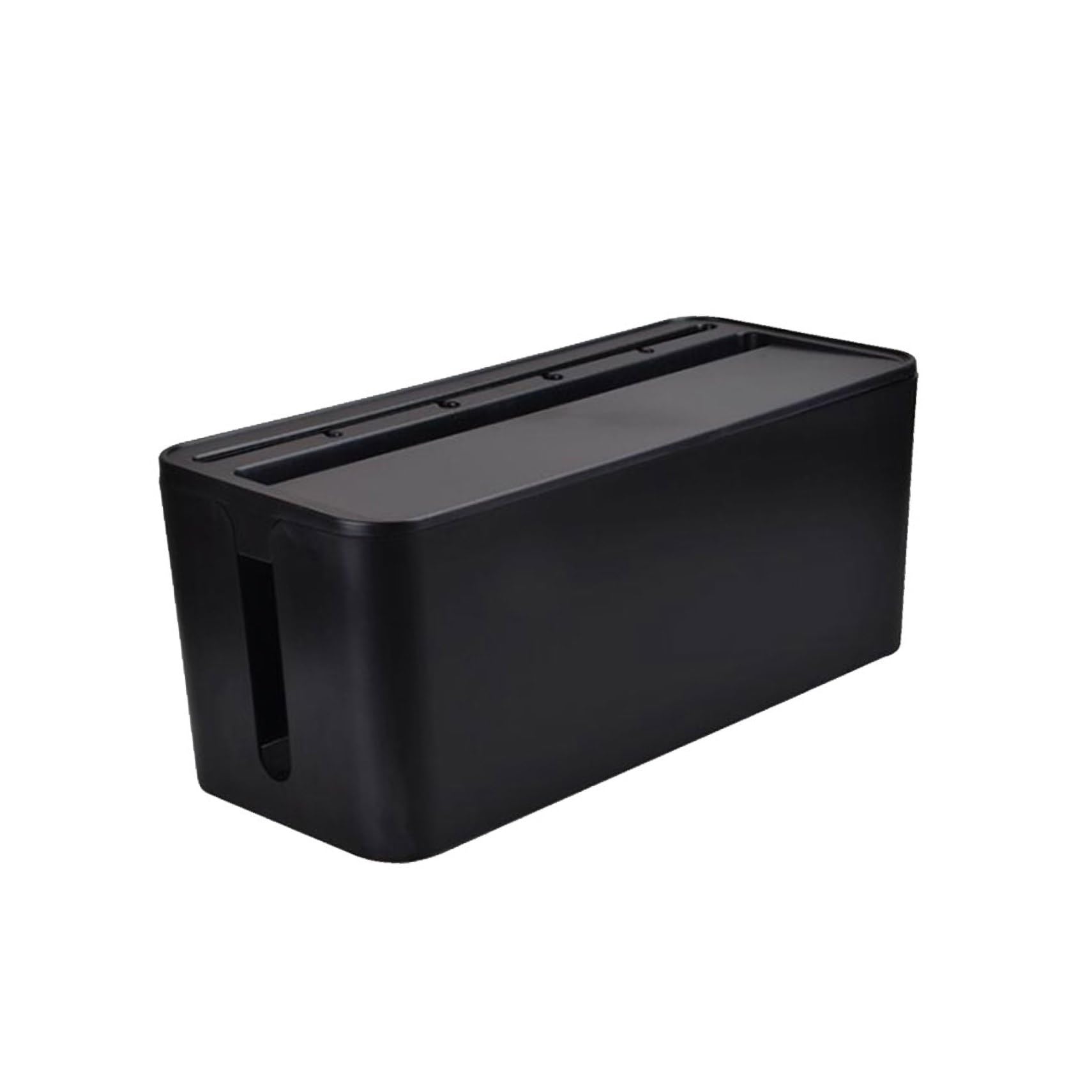 Housoutil Black Plastic Wire Organizer Box with Lid for Cable Storage