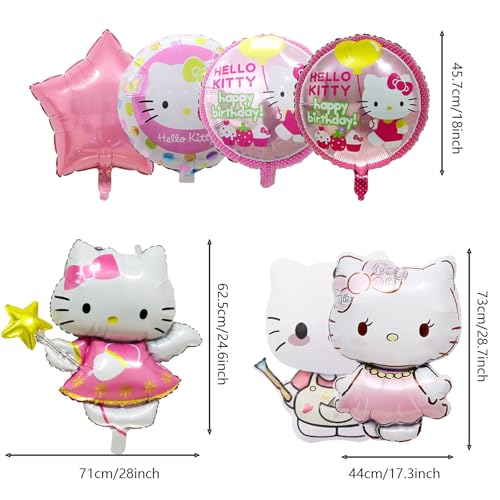10 Pcs - Kitty Birthday Decorations | Cute Pink Party Supplies - Product Imagery