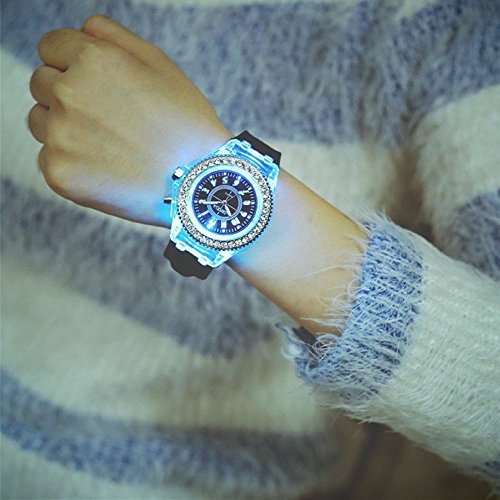 Silicone Bling Women Men Watch LED Luminous Colorful Lights - Product Imagery
