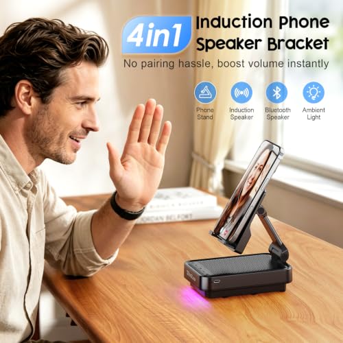 Gifts for Men Women-TechGlow Wireless Induction Speaker with - Product Imagery
