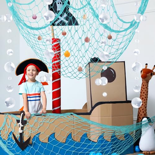 Fishing Net and White Bubble Garlands for Under the Sea Party - Product Imagery