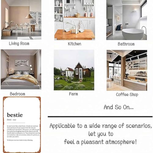Vintage Bestie Definition Printed Metal Sign, 8x12 Inch Aluminum - Product Imagery