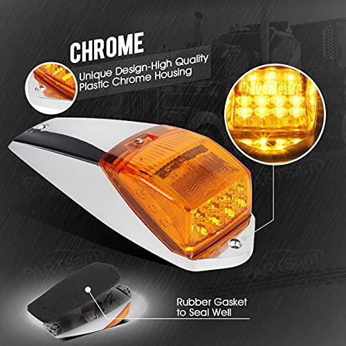 Partsam 5PCS 17LED Cab Marker Amber Top Roof Running Lights + - Product Imagery