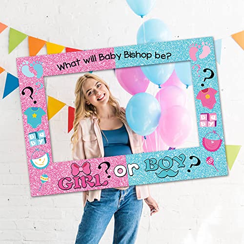SWYOUN Baby Gender Reveal Photo Booth Frame Party Supplies Boy - Product Imagery
