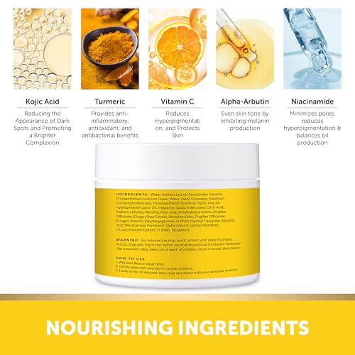 VALITIC Turmeric and Kojic Acid Cleansing Pads for Dark Spots 60 - Product Imagery