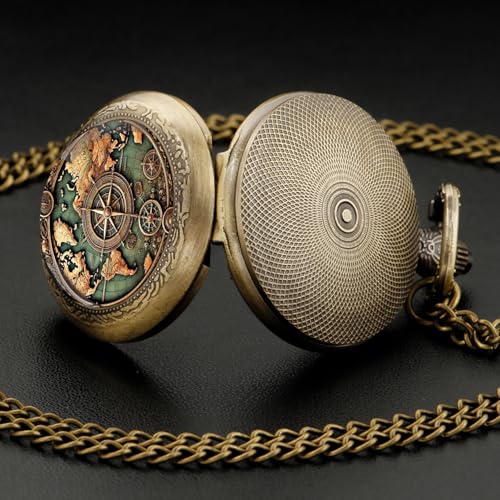 Vintage Mini Pocket Watch for Women Men Graphic Glass Dome - Product Imagery