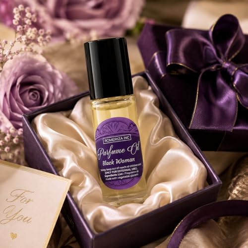 10ml Black Women Fragrance Body Oil, Roll On Glass Bottle - Product Imagery