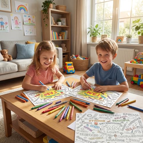 45pcs Positive Affirmations Disposable Coloring Placemats - Product Imagery