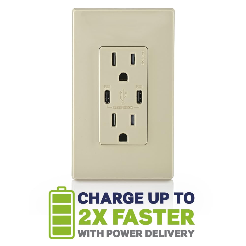Leviton 30W USB Dual Type C C Power Delivery in Wall Charger - Leviton Official Imagery - 4