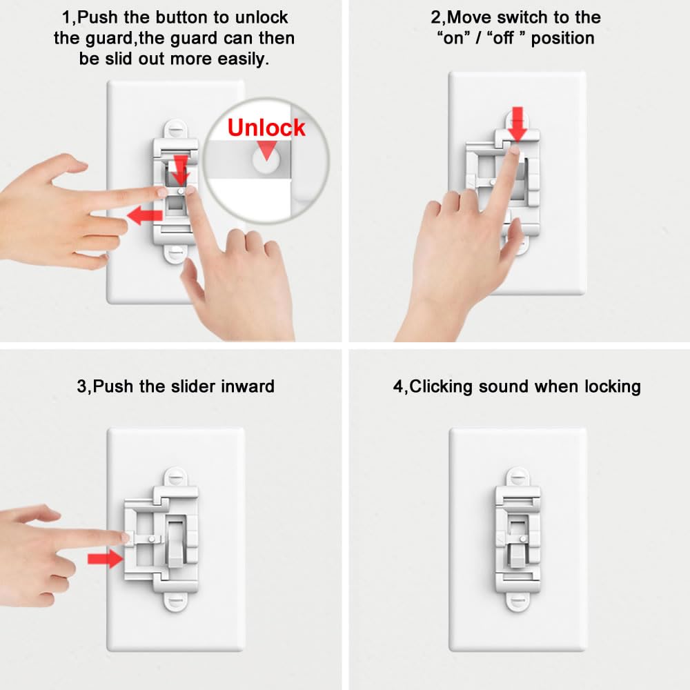 WISEFAM Light Switch Guard 4PK, Child Proof Toggle Cover, Keeps L - WISEFAM Official Product View 7