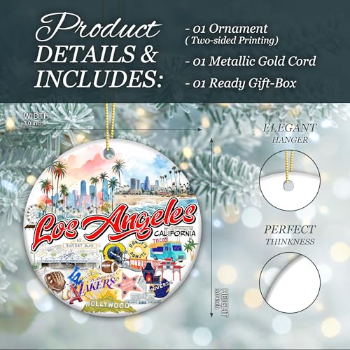 Los Angeles California Christmas Ornament 2025 – City Souvenir - Product Imagery