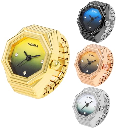 4Pcs Creative Ring Finger Watches Octagon Gradient Dial - Product Imagery