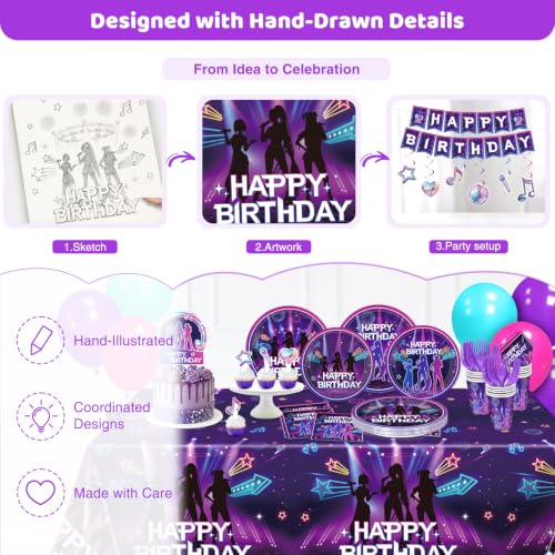 179Pcs K-Pop Birthday Decorations for 24 Guests, Music Party - Product Imagery