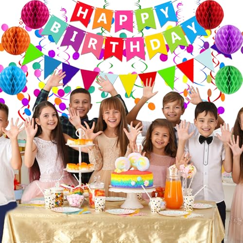 Happy Birthday Banner With Colorful Paper Flag Bunting Paper - Product Imagery