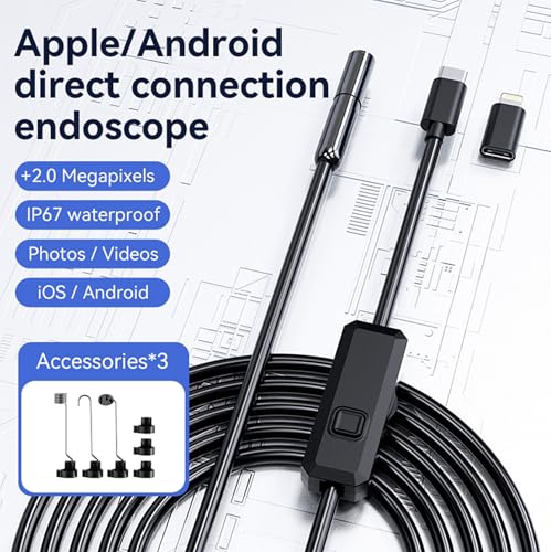 1920P HD 9.8FT Endoscope Camera with Light, Borescope with 8 - Product Imagery