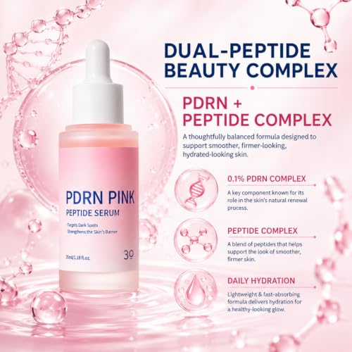 PDRN Serum, Pink Peptide Face Serum with Silk Peptide Complex - Product Imagery