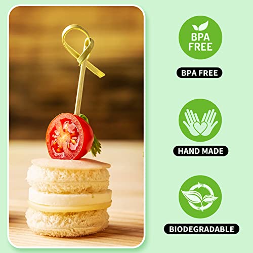 200PCS Cocktail Picks, Bamboo Knot Skewers, Fancy Toothpicks for - Product Imagery