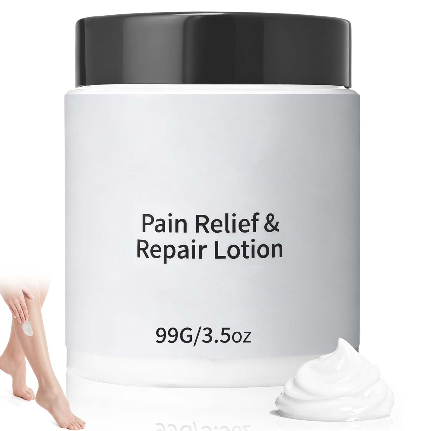 SereniMist Mira Relief Lotion magnesium and arnica cream in a jar, soothing skin moisturizer with natural ingredients.