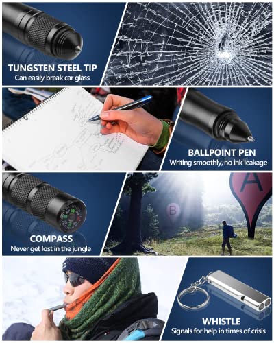 12 in 1 Tactical Pen, Self Defense Pen Multitool Gifts for Men, - Product Imagery