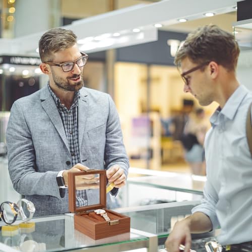 AHANDMAKER Single Watch Display Stand with Clear Glass Window - Product Imagery