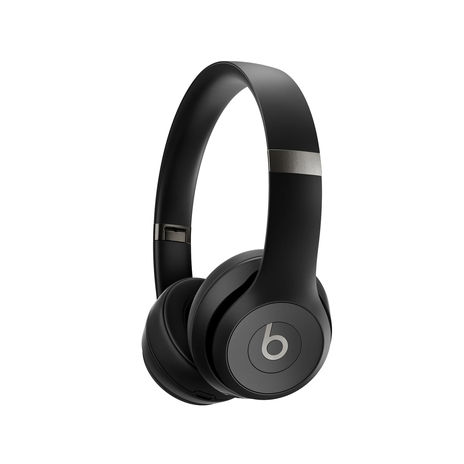 Beats Solo 4 wireless on-ear Bluetooth headphones in matte black with lightweight design and balanced sound.