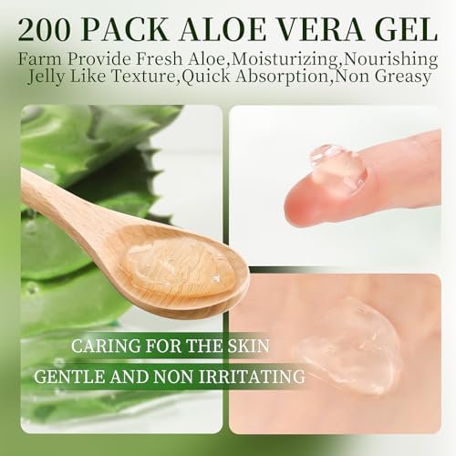 KONEUK 200 Pack Bulk Aloe Vera Gel, 99% Pure Aloe Vera Gel for - Product Imagery