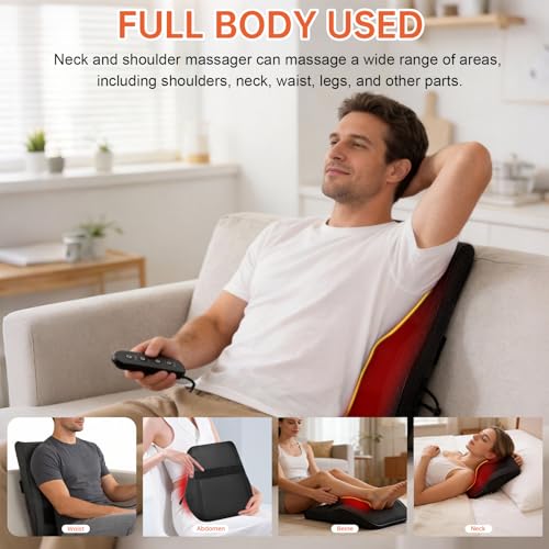 3D Deep Tissue Neck Back Massager Pillow with Heat for Shoulder - Product Imagery