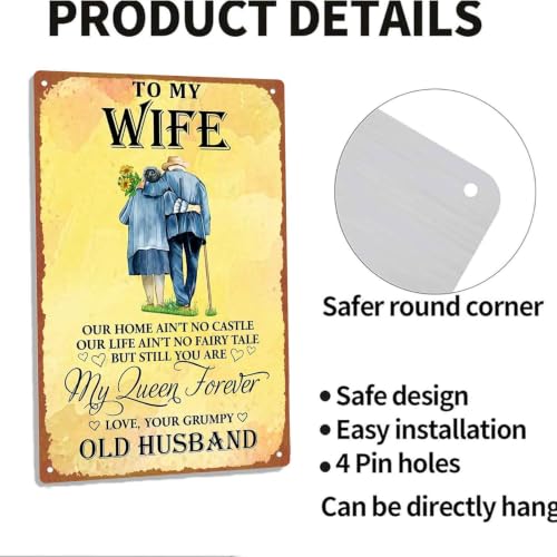 To My Wife My Queen Forever Vintage Aluminum Metal Sign, 8X12In, - Product Imagery