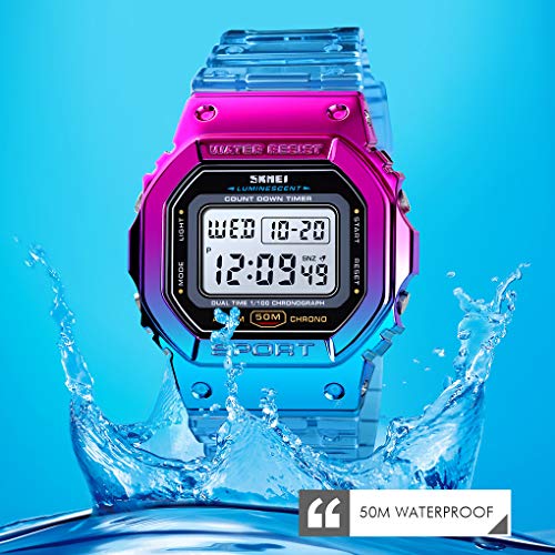 Gosasa Womens Watch Gradient Color Silicone Plating Digital - Product Imagery