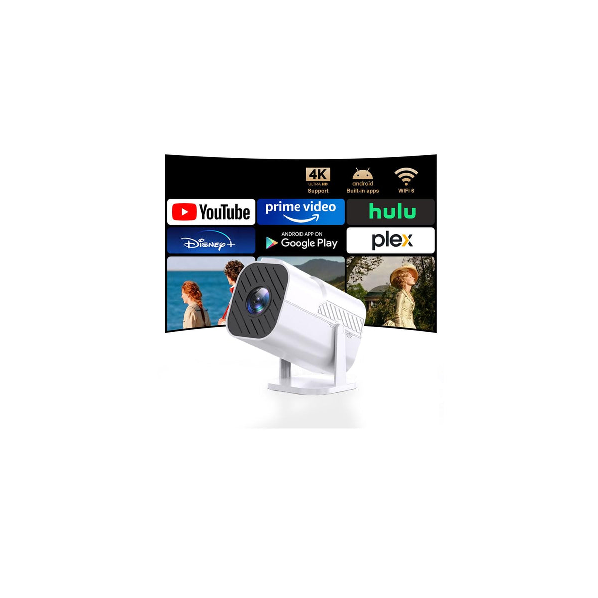 Built in APPS Electric Focusing Mini Projector With Wifi And - FIGYK Official Imagery - 1