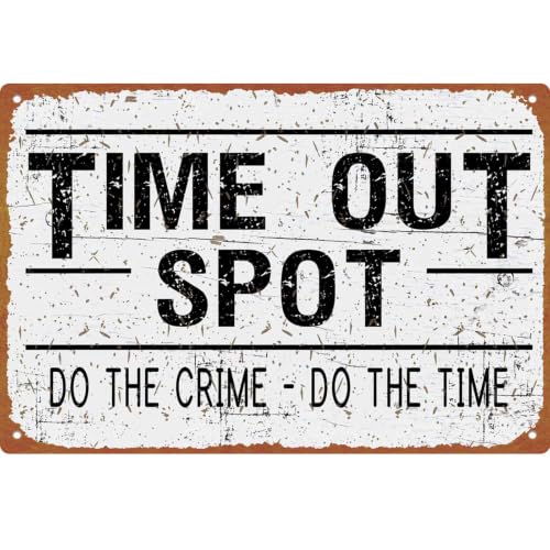 Vintage Time Out Spot Metal Sign 8x12 Inch Aluminum Retro Slogan - Product Imagery