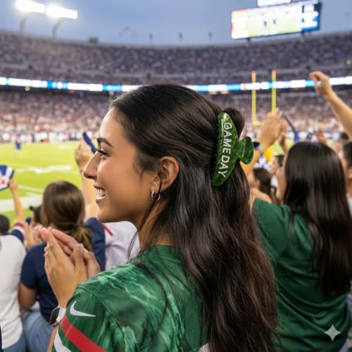 Game Day Hair Clips for Women Modern large Sport Claw Clip Green - Product Imagery