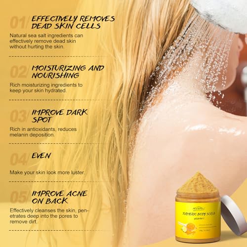 Turmeric Vitamin C Body Scrub Remove Dead Skin Exfoliating for - Product Imagery