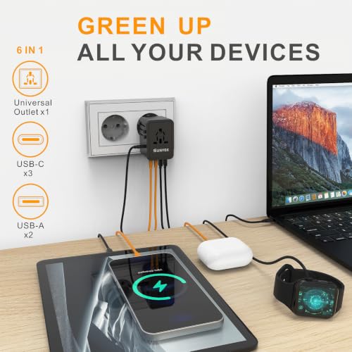 Universal Travel Adapter-35W International Power Adapter, PD&QC - Product Imagery