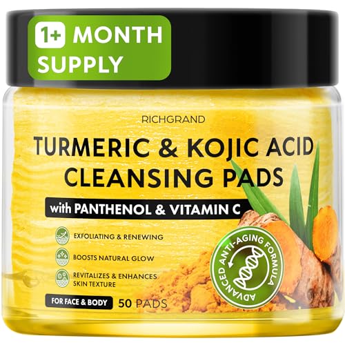 Turmeric Kojic Acid Cleansing Pads for Face - Exfoliating - Product Imagery