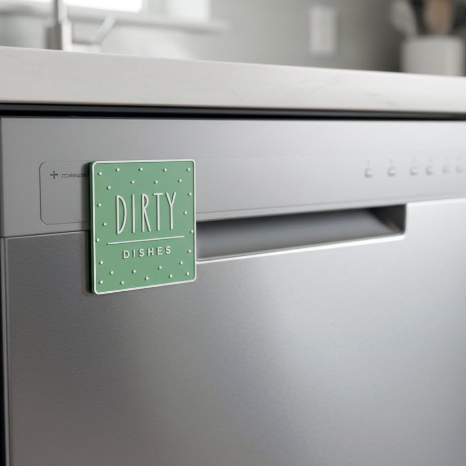 Clean Dirty Magnet for Dishwasher Sign, Dotted Kitchen Gadget, - Product Imagery