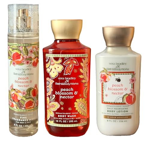 Bath and Body Works Peach Blossom and Nectar 3 Piece Body Care - Product Imagery