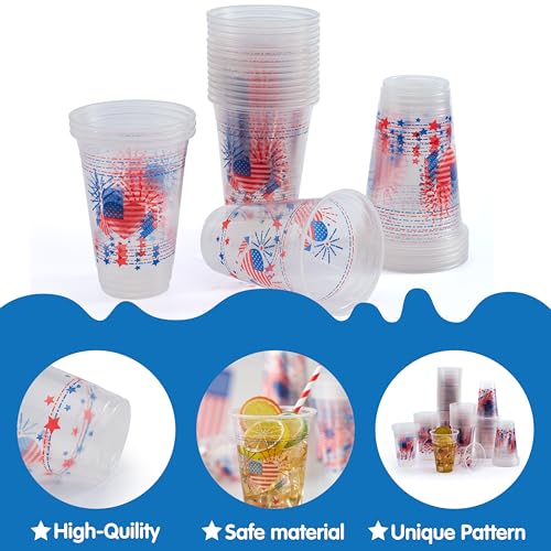 JOYIN 4th of July Cups, 72 Pcs 16 OZ 250th Anniversary Patriotic - Product Imagery