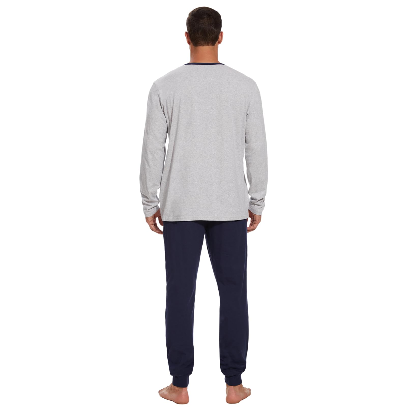 Navisting Men's 100% Cotton Henley Pajama Set 2-Piece Lounge Slee - Navisting Official Product View 2